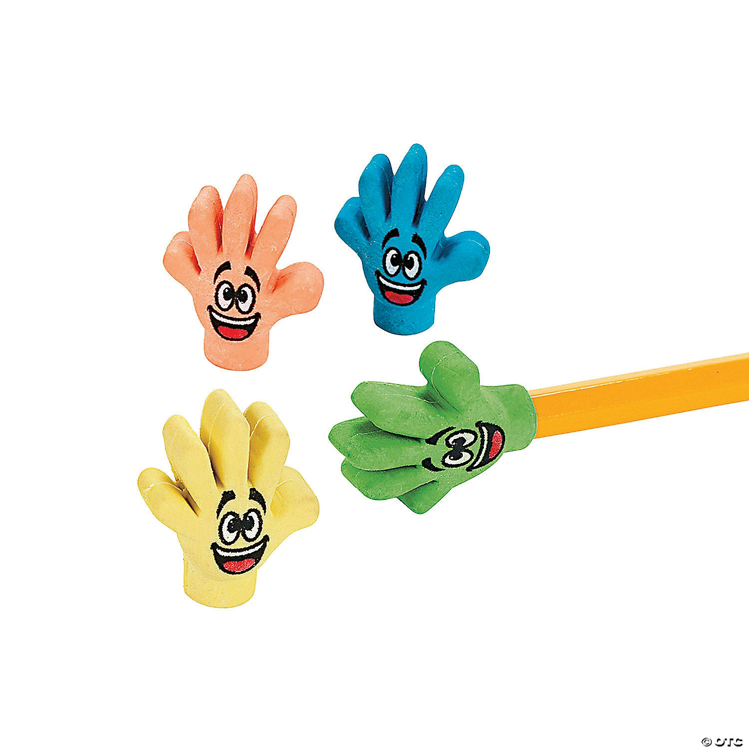 Oriental Trading High Five Smile Face Rubber Pencil Top Erasers