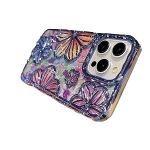 MT Phone Case iPhone 16 Pro  3-D Flower Electroplated TPU Blue