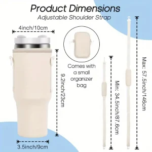 40oz Stanley Cup Compatible Adjustable Shoulder Strap Water Bottle Carrier Bag