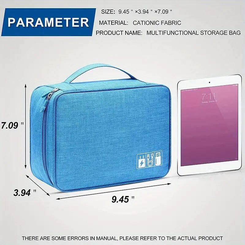 Electronics Organizer Bag - Waterproof & Shockproof - Adjustable Compartments for Cables - Chargers - Phones Gray - Image 4