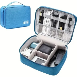 Electronics Organizer Bag - Waterproof & Shockproof - Adjustable Compartments for Cables - Chargers - Phones  Gray