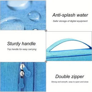 Electronics Organizer Bag - Waterproof & Shockproof - Adjustable Compartments for Cables - Chargers - Phones  Gray