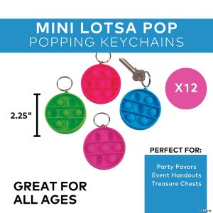 Oriental Trading 2 1/4" Mini Bright Colors Round Lotsa Pops Popping Toy Keychains