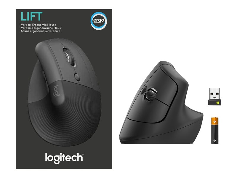 Logitech Lift Vertical Ergonomic Mouse - vertical mouse - Bluetooth, 2.4 GHz - graphite - Image 12