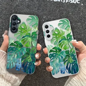 MT PHone Case Samsung A16 Printed Gradient w/ Monstera Leaves