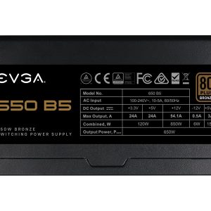 EVGA 650 B5 - Power supply (internal) - ATX12V / EPS12V - 80 PLUS Bronze - AC 100-240 V - 650 Watt