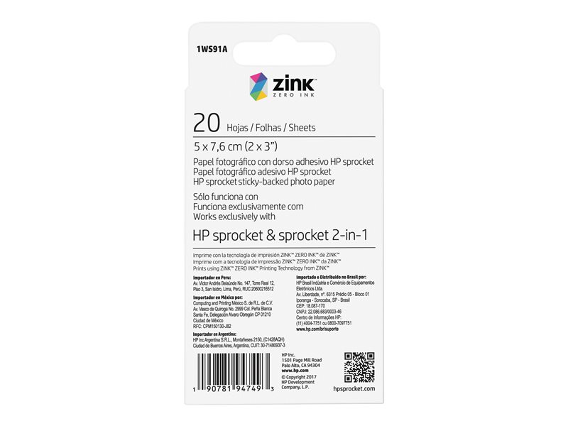 HP ZINK Sticky-Backed - photo paper - glossy - 20 sheet(s) - - Image 4