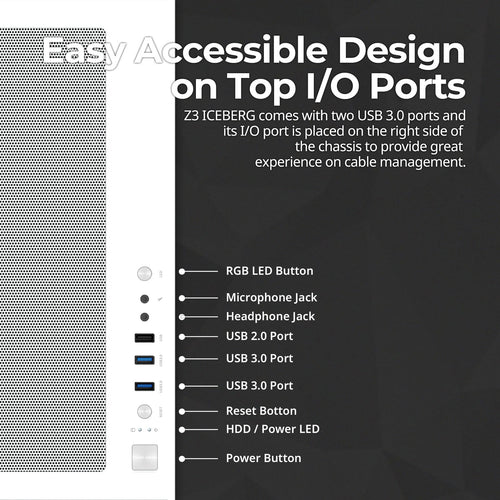 Zalman Gaming Tower Z3 Iceberg - White - Image 3