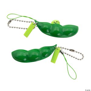 Oriental Trading 3" Happy Popping Pea Pod Green Plastic Fidget Toy Keychains