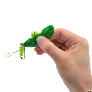 Oriental Trading 3" Happy Popping Pea Pod Green Plastic Fidget Toy Keychains