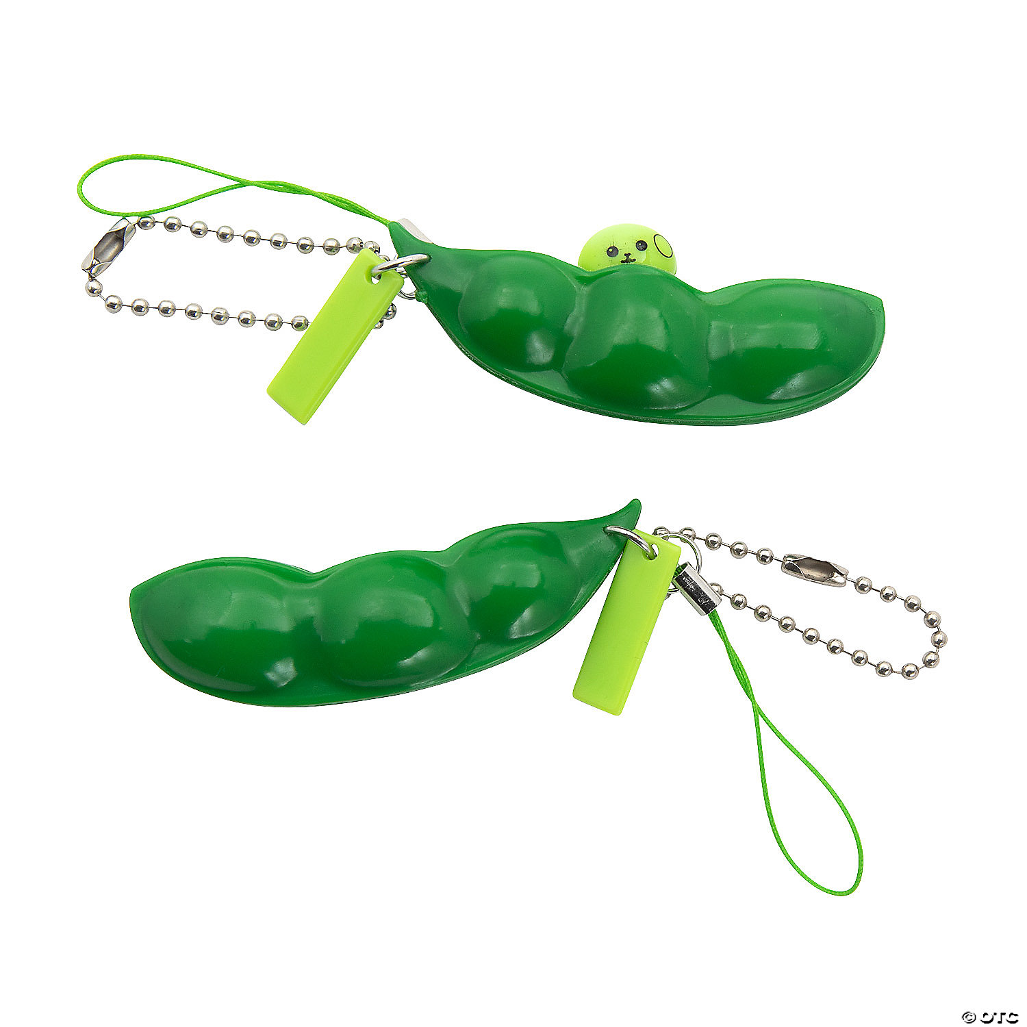 Oriental Trading 3" Happy Popping Pea Pod Green Plastic Fidget Toy Keychains