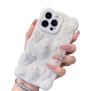 MT Phone Case iPhone 15 Pro 3D Love Heart TPU Shockproof White