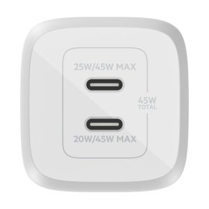 Belkin BoostCharge Pro power adapter - PPS and GaN technology - 2 x USB-C - 45 Watt