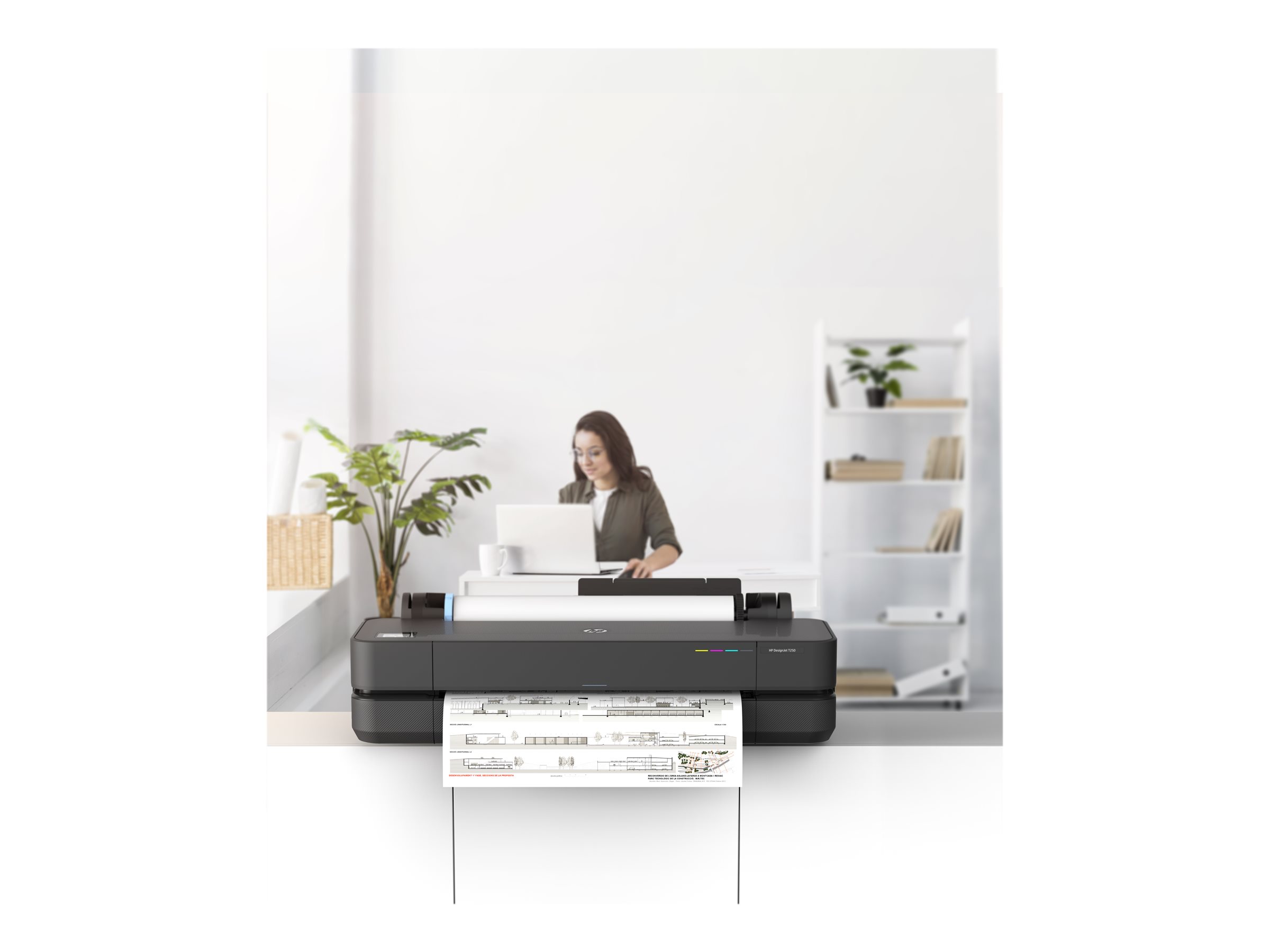 HP DesignJet T250 - 24" large-format printer - color - ink-jet - A1, ANSI D - 2400 x 1200 dpi - up to 0.5 min/page (mono) / up to 0.5 min/page (color) - USB 2.0, LAN, Wi-Fi - Image 4