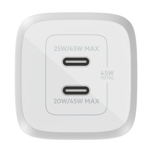 Belkin BoostCharge Pro power adapter - PPS and GaN technology - 2 x USB-C - 45 Watt