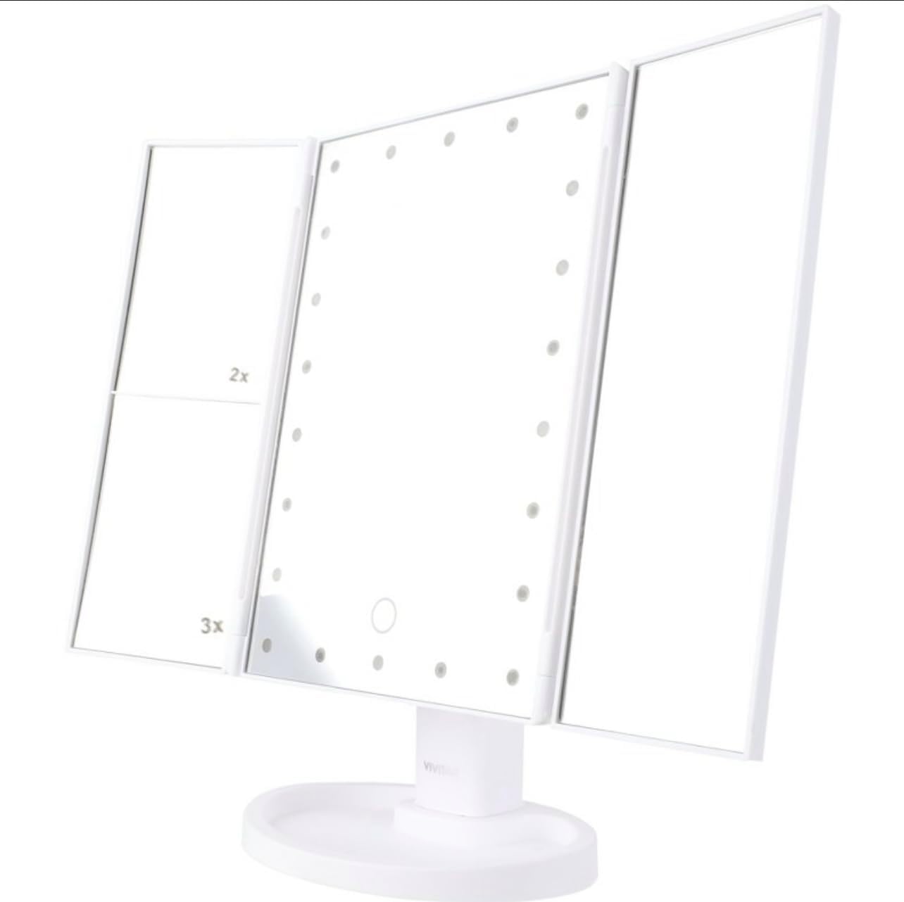 Hollywood Tri-Fold LED Light Up Vanity Mirror - White