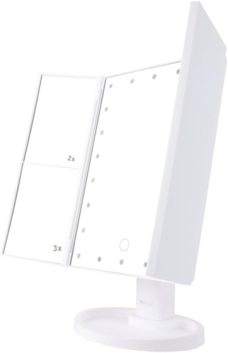 Hollywood Tri-Fold LED Light Up Vanity Mirror - White - Image 3