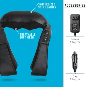 Daiwa Felicity Shiatsu Neck Massager with Heat, Deep Tissue Kneading Massage Pillow for Neck, Shoulder, and Back Pain Relief