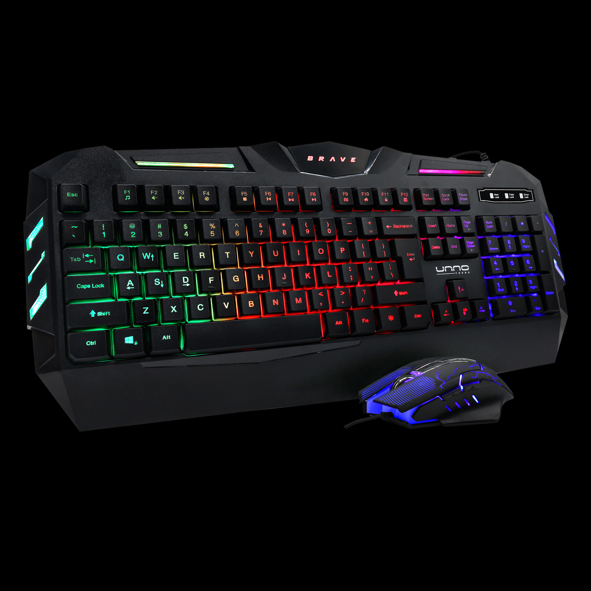 Unno Tekno Brave BRV82 - Keyboard & Mouse Combo For Gaming - KB6782BK - Image 5