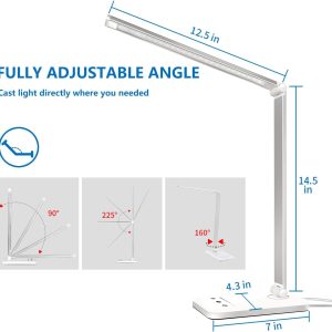 White Crown LED Desk Lamp Dimmable with USB Charging