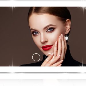 LED Car Vanity Mirror – Dimmable Bicolor Lights – USB Rechargeable – Touch Control – 10.2" Ultra-Thin Design