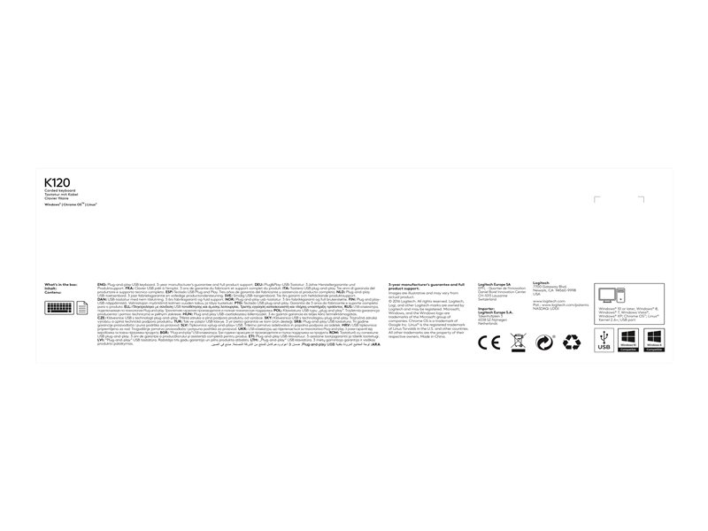 Logitech K120 - keyboard - English - black Input Device - Image 10