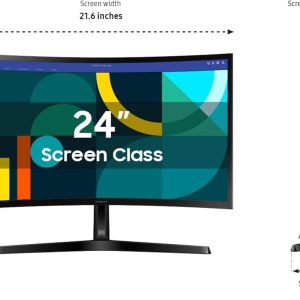 Samsung SAMSUNG 24" Essential S3 (S36GD) Series FHD 1800R Curved Computer Monitor -100Hz - Advanced Eye Comfort - HDMI - LS24D366GANXZA