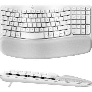 Logitech Ergo Series Wave Keys Wireless Ergonomic Keyboard with Cushioned Palm Rest, Off-white - keyboard - with cushioned palm rest - off-white Input Device