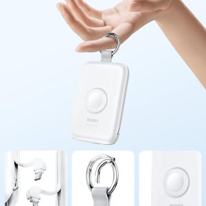 RORRY - Portable Charger, 10000mAh PD 20W Fast Charging - Power Bank with Built in Cables - Travel Battery Pack for iPhone - White 