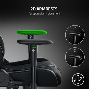 Razer Enki X - chair - steel, plush fabric, high-density polyurethane molded foam, elastomeric polyurethane (EPU) - black, green