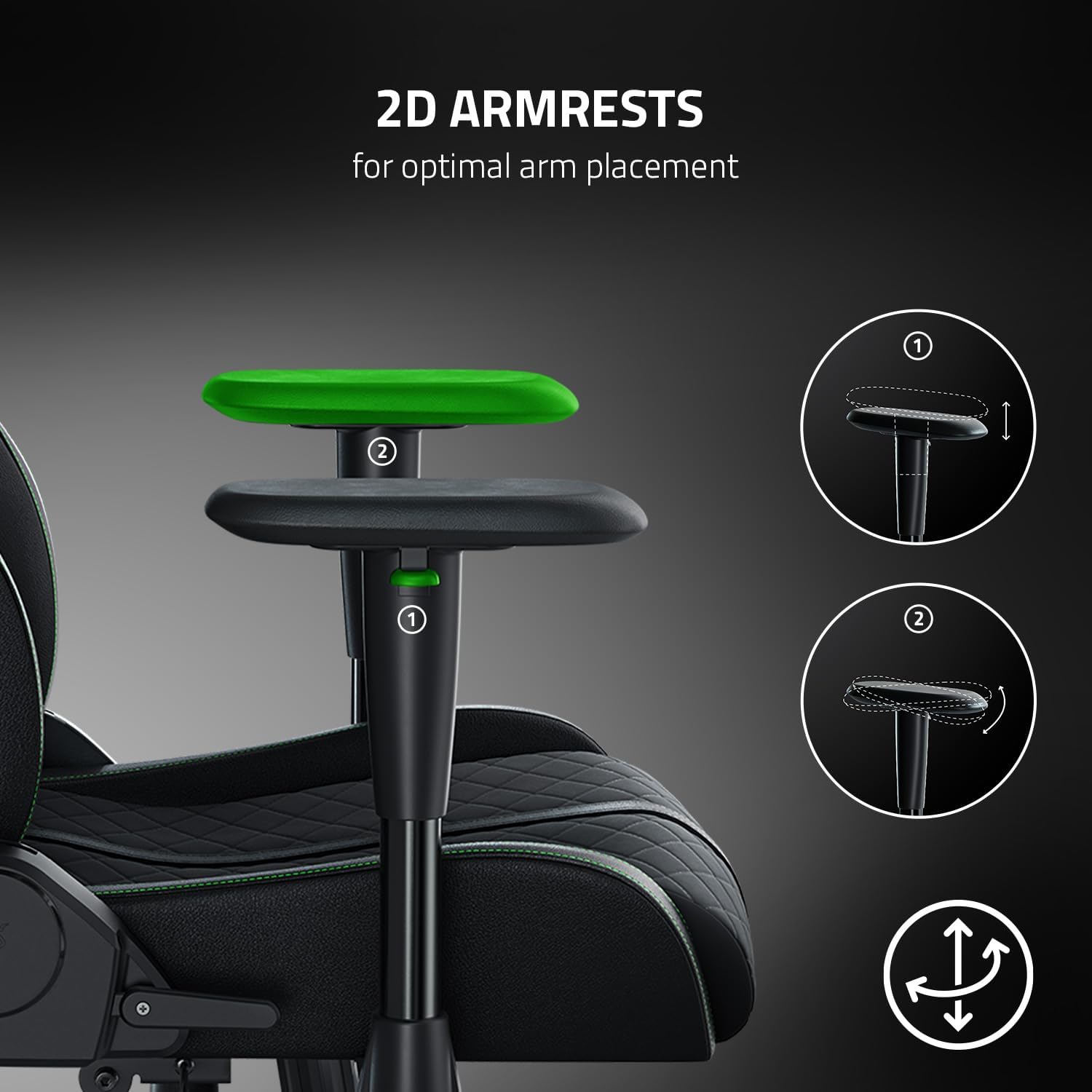 Razer Enki X - chair - steel, plush fabric, high-density polyurethane molded foam, elastomeric polyurethane (EPU) - black, green - Image 20