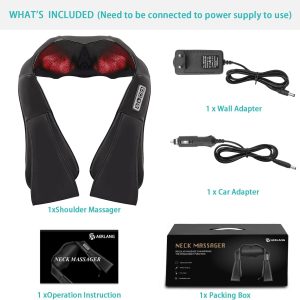 AERLANG - Neck & Back Massager with Heat - 4D Deep Tissue Kneading Pillow – Great Gift for Dad