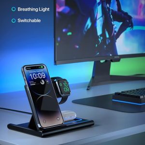 EXW Wireless Charging Station, 3 in 1 - Black