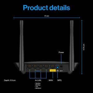 Linksys Classic Micro Router 5 - Wi-Fi system - (router) - up to 1,500 sq.ft - Wi-Fi 5 - Dual Band - wall-mountable