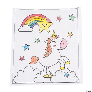 OTrading  Unicorn Paint Activity Sheets with Paintbrushes - 12 Pc - 7 1/4" x 10"