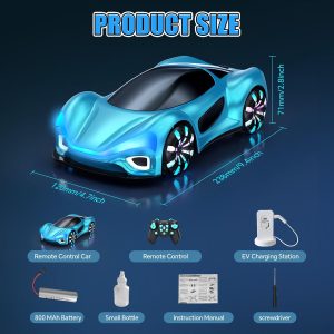 ECOSAT-QUI High-Speed LED Drift RC Car with Smoke Effects & USB Charging – Kids Racing Toy (Ages 3–12) - Blue