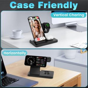 Rovxemes - Magnetic 3 in 1 Charging Station- Wireless - Black