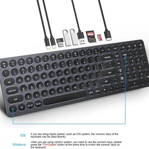 Kolude - USB Keyboard w/ 9 in 1 USB-C Docking Statio - Silver