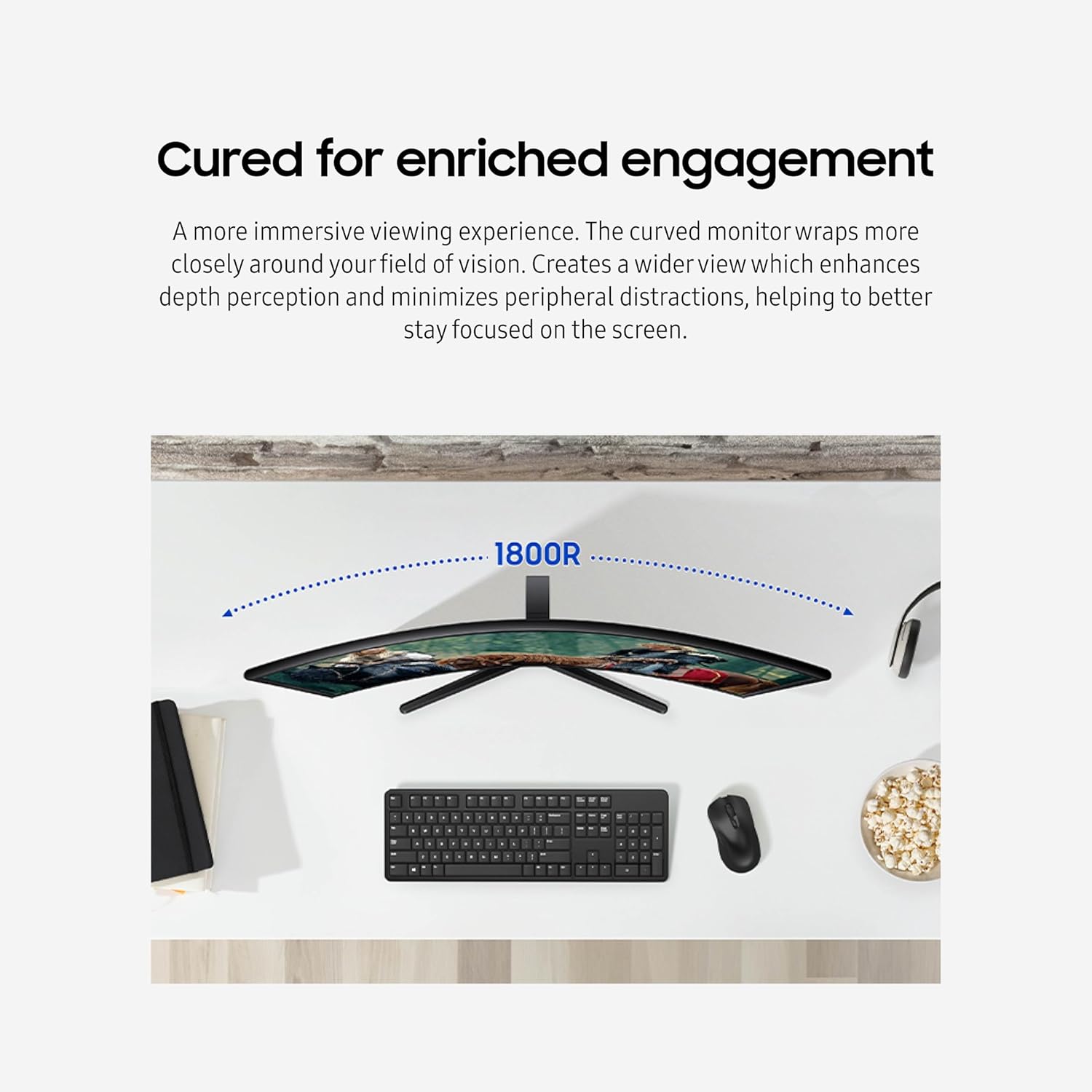 Samsung Essential S3 S27D366GAN - LED monitor - curved - Full HD (1080p) - 27" - Image 3