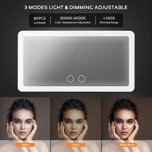 LED Car Vanity Mirror – Dimmable Bicolor Lights – USB Rechargeable – Touch Control – 10.2" Ultra-Thin Design