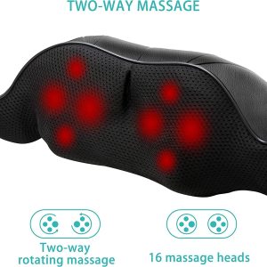 AERLANG - Neck & Back Massager with Heat - 4D Deep Tissue Kneading Pillow – Great Gift for Dad
