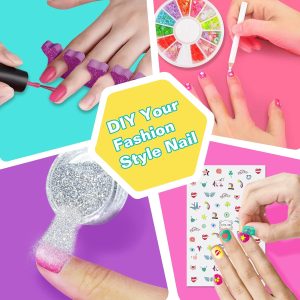 Amagoing My First Nail Art Manicure Kit for Girls – Kids Nail Art Studio with Quick-Dry Polish & Dryer – Ages 7–12