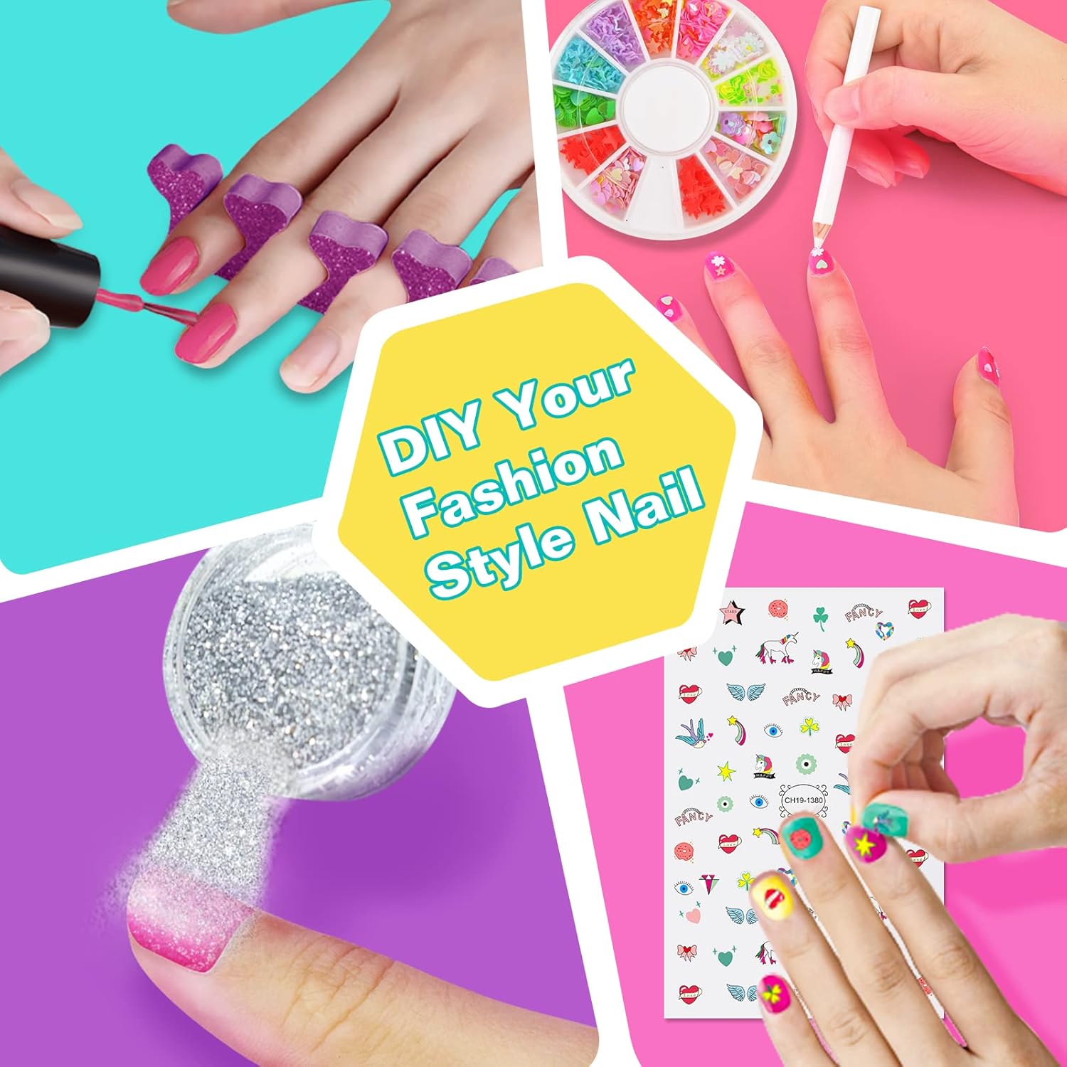 Amagoing My First Nail Art Manicure Kit for Girls – Kids Nail Art Studio with Quick-Dry Polish & Dryer – Ages 7–12 - Image 4