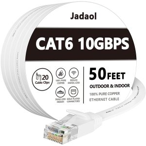 Jadaol - Cat6 Ethernet Cable - 50ft Outdoor and Indoor