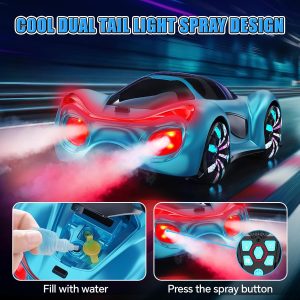 ECOSAT-QUI High-Speed LED Drift RC Car with Smoke Effects & USB Charging – Kids Racing Toy (Ages 3–12) - Blue