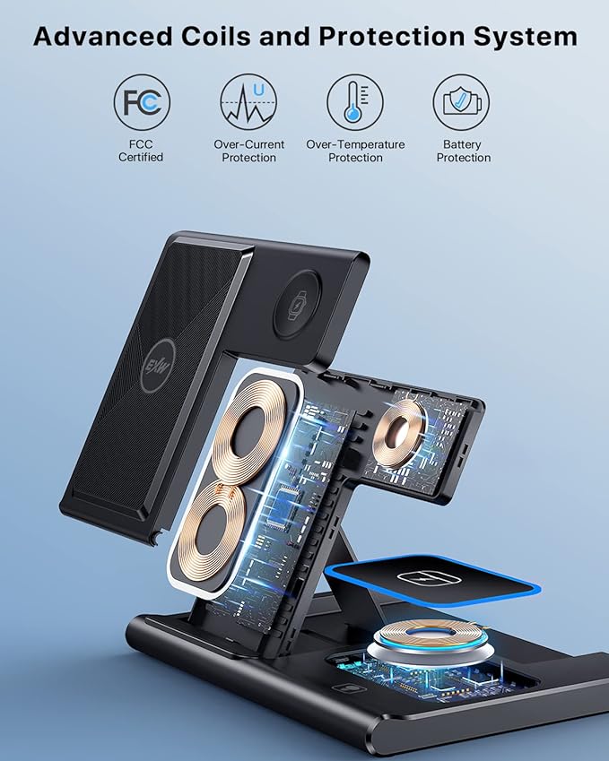 EXW Wireless Charging Station, 3 in 1 - Black - Image 4