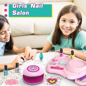 Amagoing My First Nail Art Manicure Kit for Girls – Kids Nail Art Studio with Quick-Dry Polish & Dryer – Ages 7–12