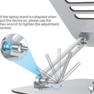 Omoton - Adjustable Laptop Stand – Ergonomic – Foldable & Portable – Height Adjustable up to 270mm – Metal – Cooling Design -10"-17"