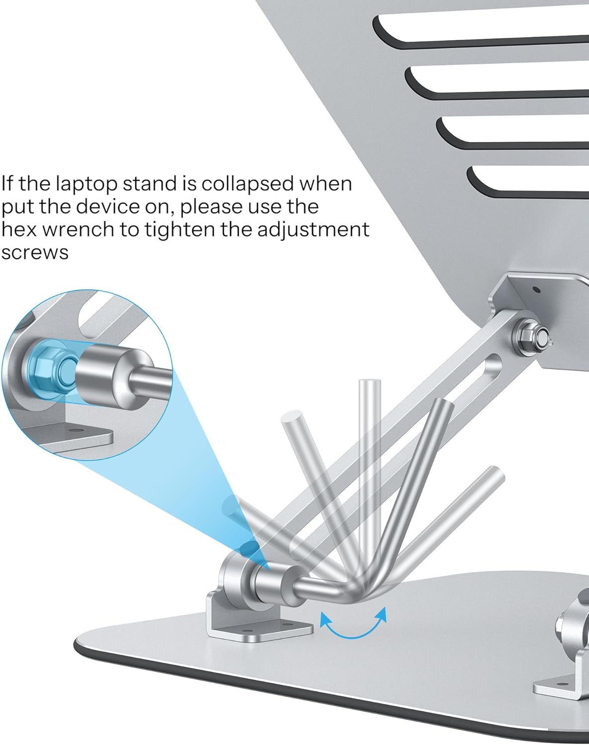Omoton - Adjustable Laptop Stand – Ergonomic – Foldable & Portable – Height Adjustable up to 270mm – Metal – Cooling Design -10"-17" - Image 7