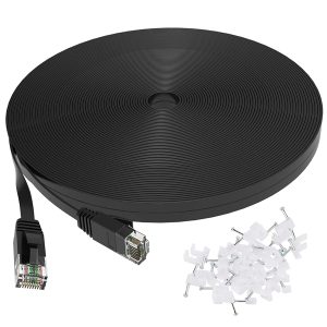 Jadaol Ethernet Cable Cat6 100ft Indoor / Outdoor - Black